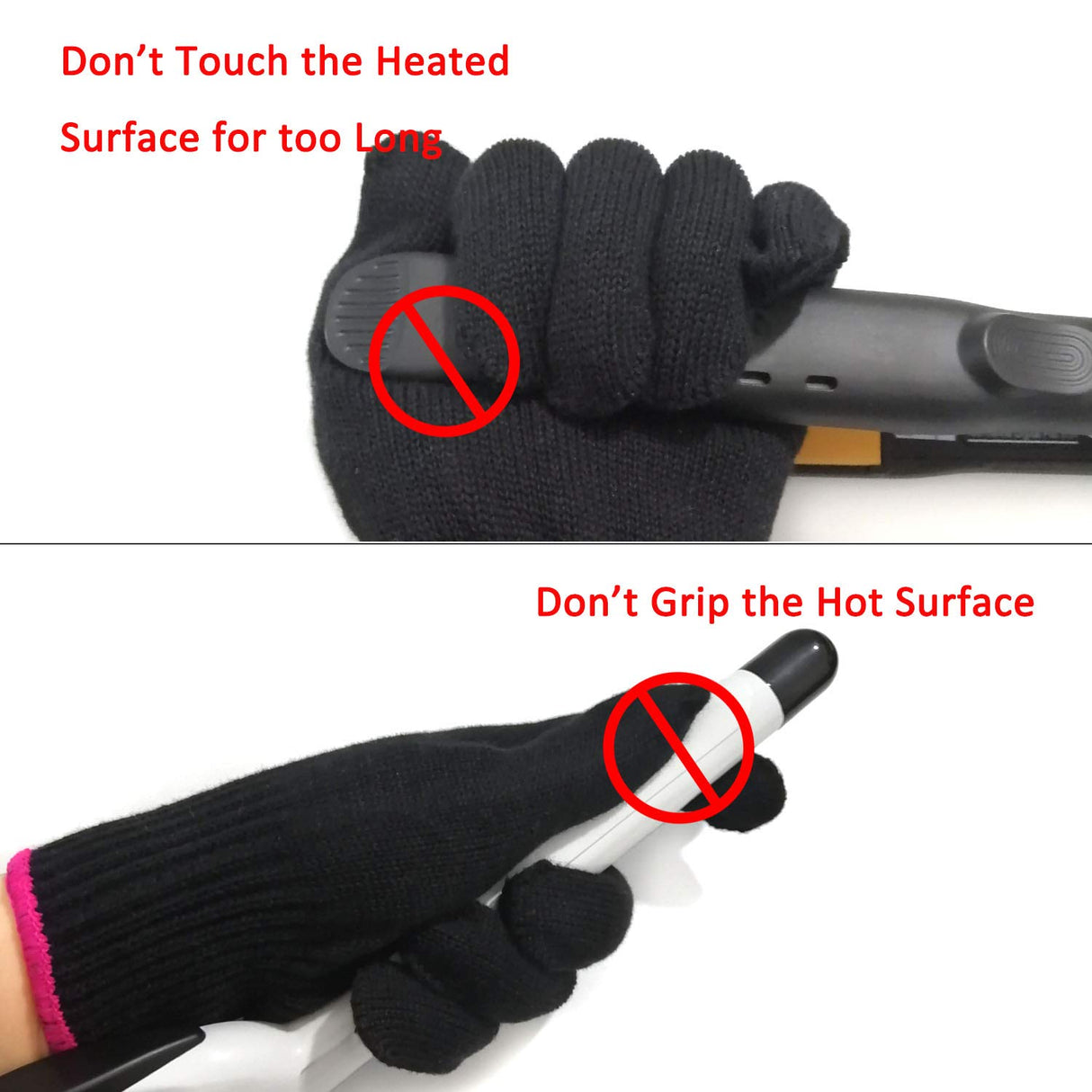 Lessmon Professional Heat Resistant Glove for Hair Styling Heat Blocking for Curling, Flat Iron and Curling Wand Suitable for Left and Right Hands, 1 Piece, Pink Edge Lessmon