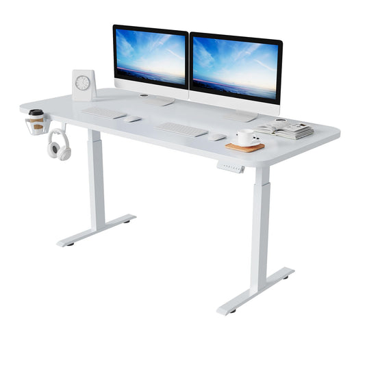 Juyancao Height Adjustable Desk Electronic Standing Desk for Home Office White (55 Inch) - WoodArtSupply