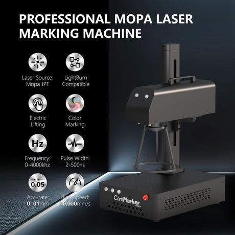 ComMarker US Stock B4 60W JPT Mopa Fiber Laser Engraving Machine with 5in1 Rotary,Support Lightburn Laser Engraver,2Lens Color Marking Machine for Stainless Steel,Silver,Tumbler,Jewelry ComMarker