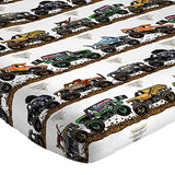 Jay Franco Kids Sheet Set with Fitted, Flat Sheets & Pillow Cover - Ultra-Soft Bedding with Pillowcase for Room Decor, Multi - Monster Jam, 4 Piece Queen Jay Franco