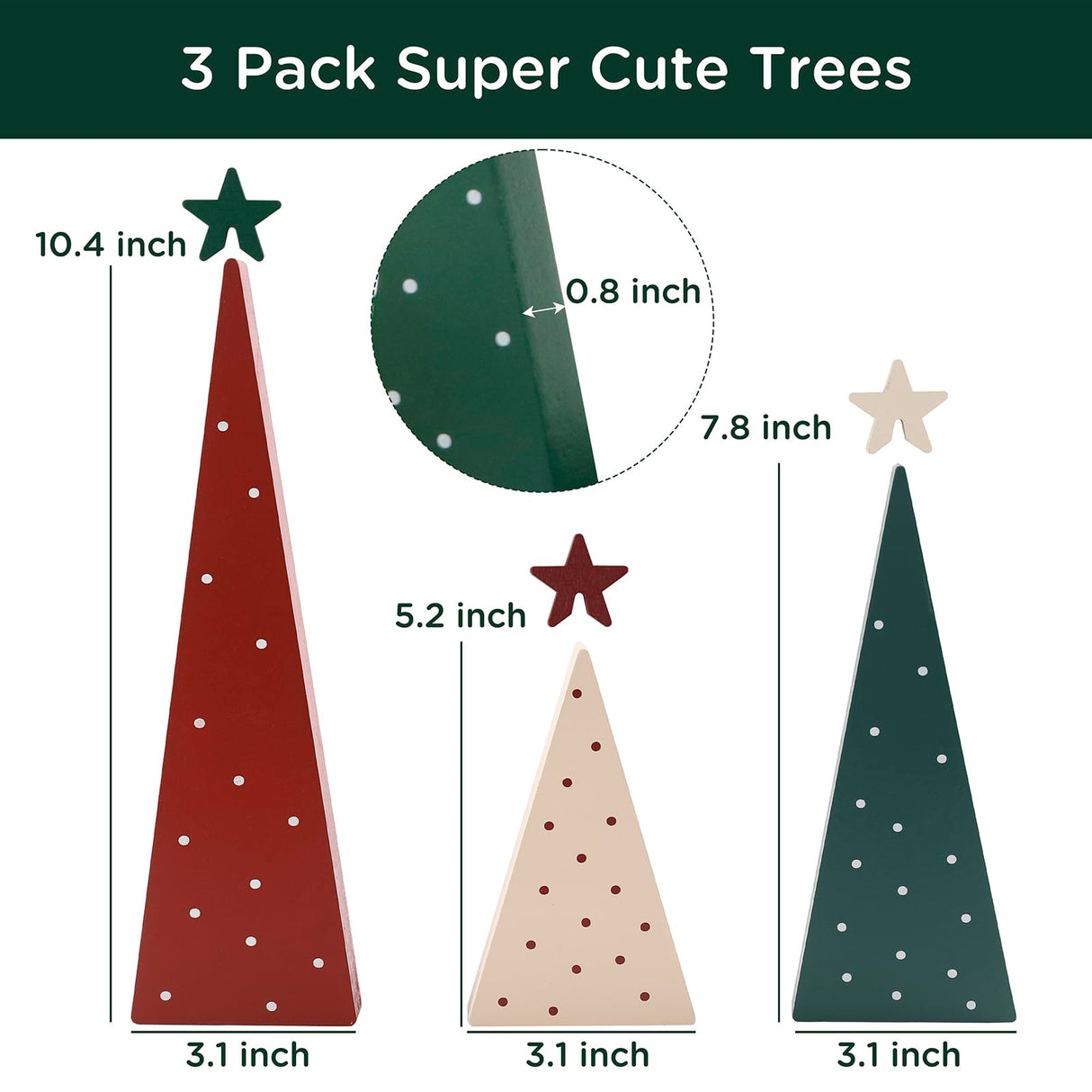 FestalMart Christmas Decorations-Three Sizes Wooden Christmas Tree Sign with Star-Christmas Decorations for Home Shelf Mantel Fireplace Table Party Decor FestalMart