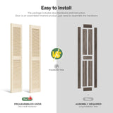 ROYMELO Preassembled Bifold Barn Door 30 x 84 Inch (Double 15 x 84 Inch), Louver Sliding Closet Wood Bi-Folding Barn Doors with 34 Inch Top Mount Hardware Track Kit, Save Space ROYMELO