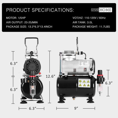 VIVOHOME 110-120V Professional Airbrushing Paint System with 1/5 HP Air Compressor and 1 Paint Sprayer with Upgraded 11 in 1 Combo Multifunctional Swing Away Clamshell Printing Sublimation Heat Press