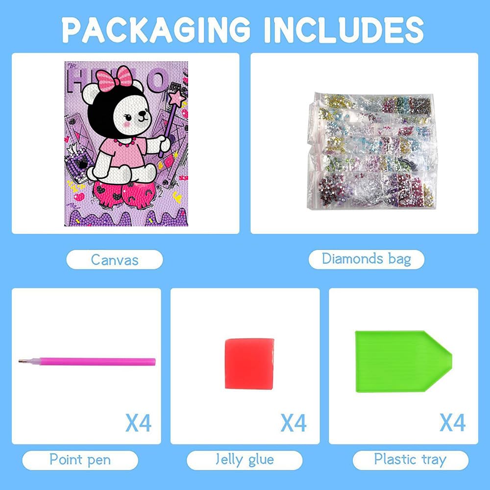 PERFECTSIGHT Cute 5D Diamond Art Kits with Wooden Frame, Kawaii DIY Painting Art for Adults Teen, Diamond Arts and Crafts Sets, Big Gem Full Drill Diamond Dots for Home Wall Decor (Magic Kuro) PERFECTSIGHT