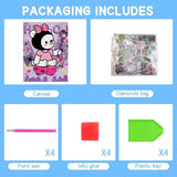 PERFECTSIGHT Cute 5D Diamond Art Kits with Wooden Frame, Kawaii DIY Painting Art for Adults Teen, Diamond Arts and Crafts Sets, Big Gem Full Drill Diamond Dots for Home Wall Decor (Magic Kuro) PERFECTSIGHT