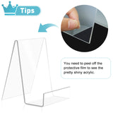 trophable 4 Pack Acrylic Book Stand Thickened Clear Book Display Easel Holder for Displaying Tablets Newspaper Magazines Notebooks Textbooks CDs (Clear-Small) trophable