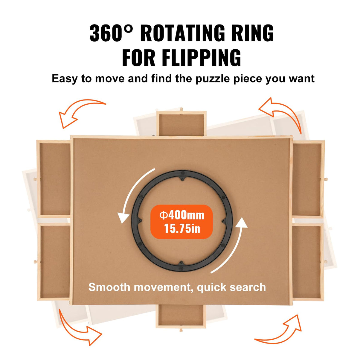 VEVOR 1500 Piece Puzzle Board with 6 Drawers and Cover, 32.7"x24.6" Rotating Wooden Jigsaw Puzzle Plateau, Portable Puzzle Accessories for Adult, Puzzle Organizer & Puzzle Storage System, Gift for Mom VEVOR