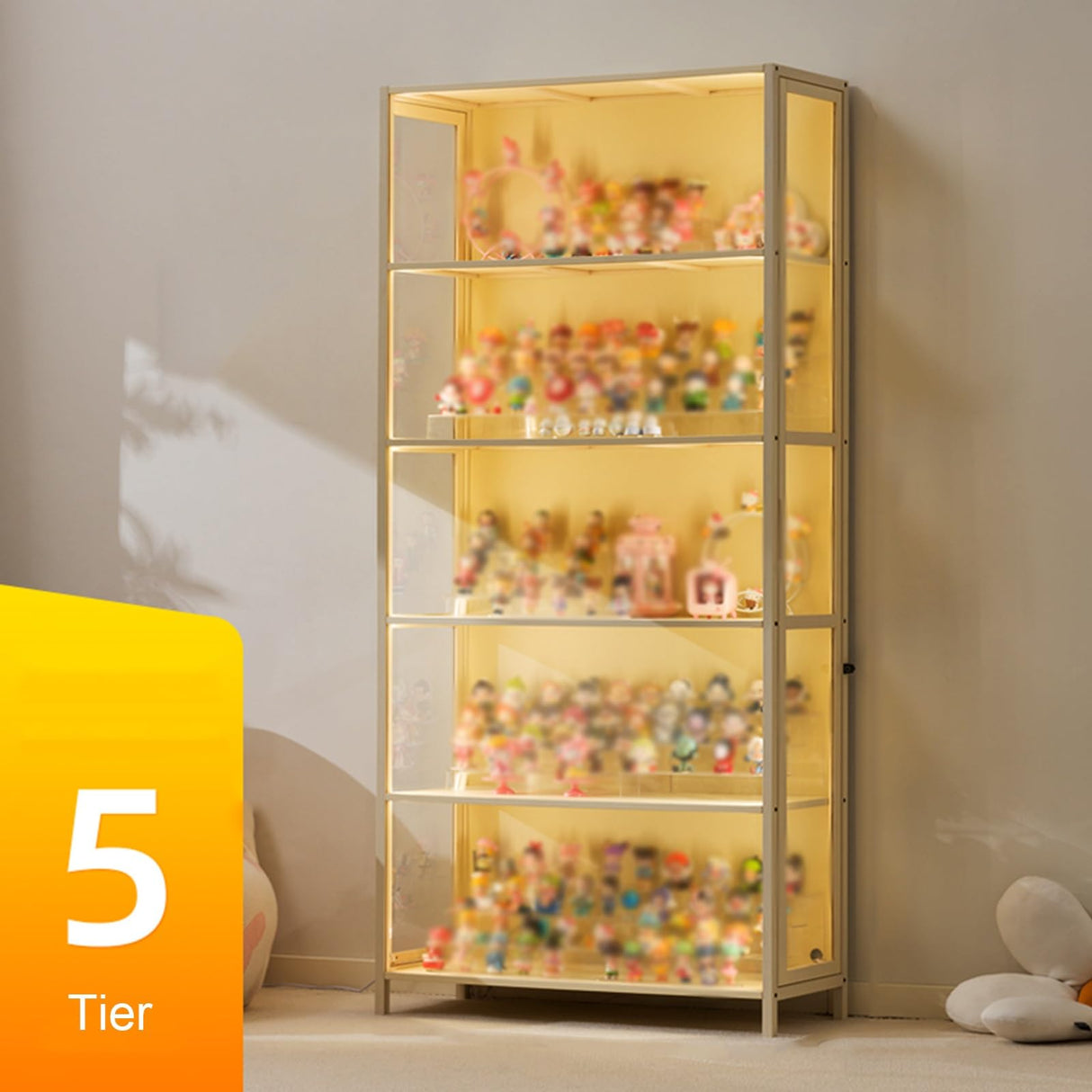 Zkfpet 67" High Display Cabinet with LED Lights, Curio Cabinet with Clear Doors, Collectibles Organizers Rack, for Home, Office(102cm/40in) Zkfpet