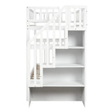 Elegant Twin Over Twin Bunk Bed with Stairs & Trundle - Harper & Bright Designs, White Solid Wood Frame Harper & Bright Designs