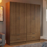 Madesa 4 Doors 4 Drawers Storage Cabinet Wardrobe with Shelves and Hanging Space 63 Inch Wooden Armoire Closet Organization Unit for Bedroom and Office - Rustic Madesa