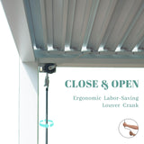 Domi Louvered Pergola 12'x16' Sun Shade Outdoor Aluminum Rainproof Pergola with Adjustable Roof for Backyard Garden Deck (White) domi outdoor living