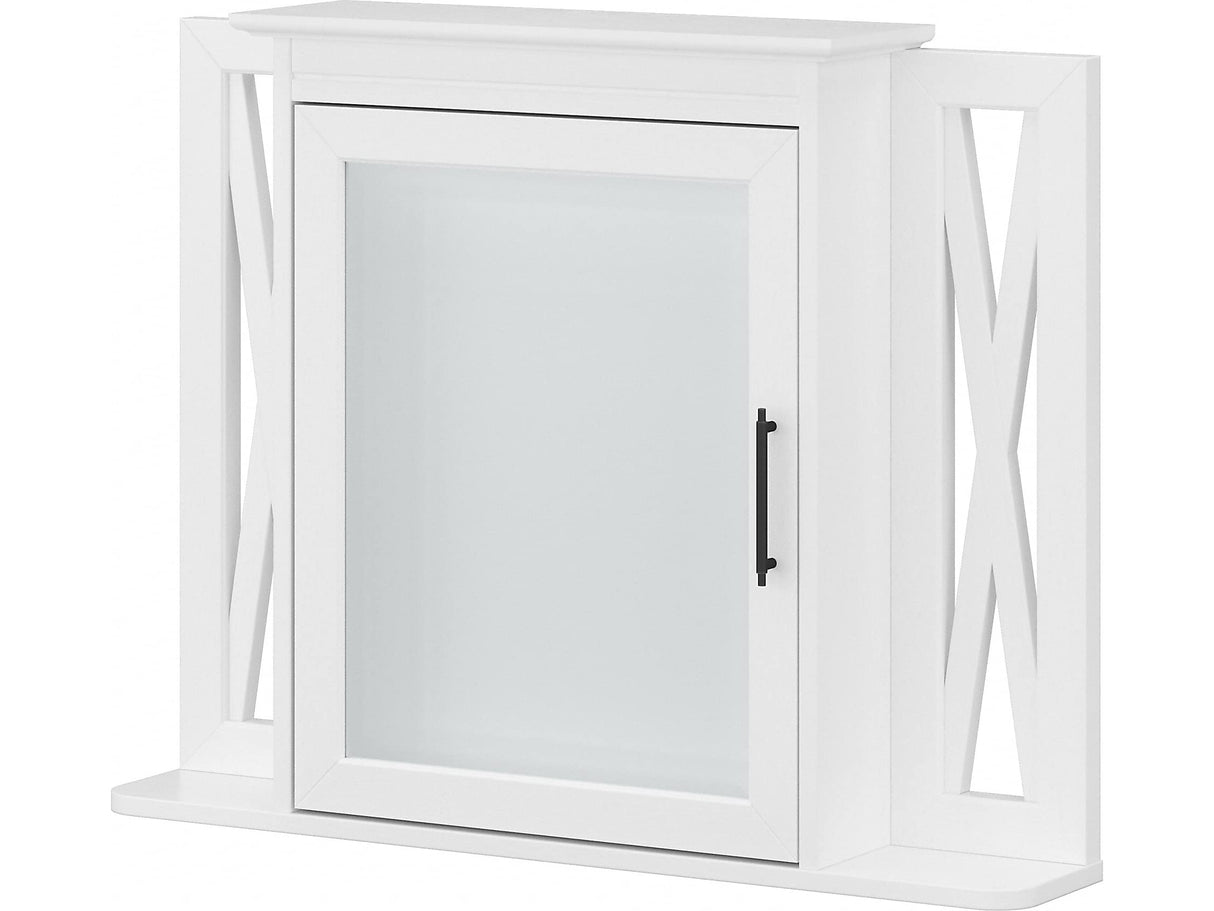 Bush Furniture Key West Bathroom Medicine Cabinet with Mirror, White Ash Bush Business Furniture