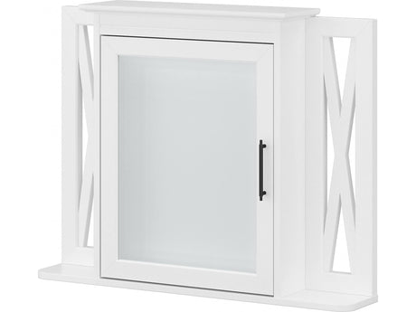 Bush Furniture Key West Bathroom Medicine Cabinet with Mirror, White Ash Bush Business Furniture