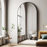 Easly Oversized Full-Body Mirror, 76" x 34" Arched Full-Length Mirror, Black Metal Frame, Floor Mirror for Bedroom, Living/Dressing Room, Gym - Stand/Wall Mounted/Leaning Mirror Easly