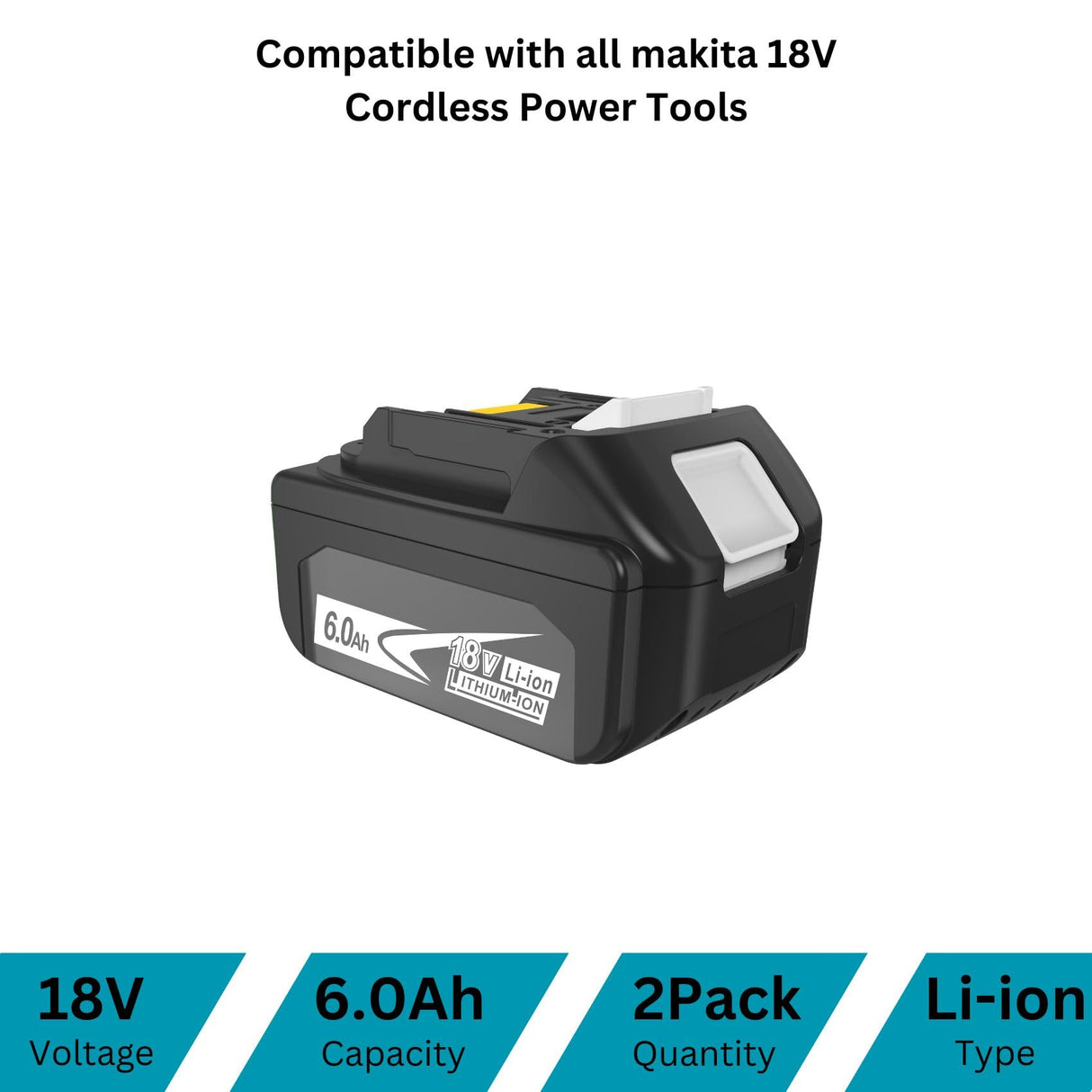 2Packs Upgraded 6.0Ah 18V BL1860B with LED Replacement Lithium-ion Battery and Charger Combo Set, Compatible with Makita 18 Volt Battery and Makita 18V Lithium-Ion Cordless Power Tools AmpoStaort