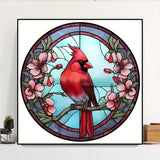 KTHOFCY 5D DIY Diamond Painting Kits for Adults Kids, Stained Glass Cardinal Full Drill Embroidery Cross Stitch Crystal Rhinestone Paintings Pictures Arts Wall Decor Painting Dots Kits 11.8X11.8 in KTHOFCY