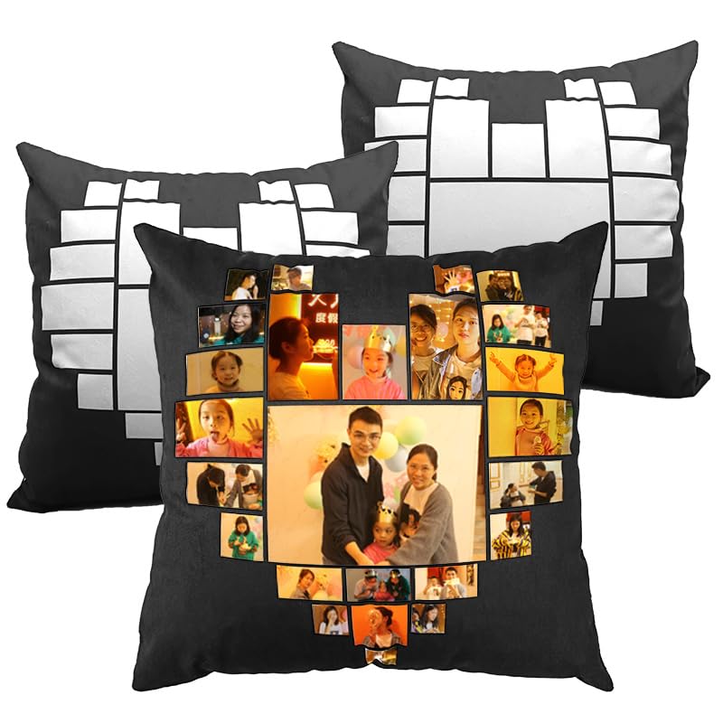 Subtransfer 6 Pack Sublimation Pillow Case Heart Pillow Covers 16x16 Double Sided Sublimation Blank Panel Pillow Case (6 Pack A) Subtransfer