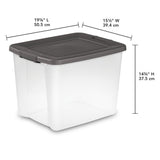 Sterilite 6-Pack ShelfTote, Clear Plastic Storage Bins with Lids, 50 Quart, Gray - Stackable Organizing Container Boxes for Closet, Bathroom, and Office Sterilite
