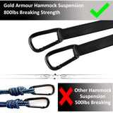 Gold Armour Camping Hammock - XL Double Hammock Portable Hammock Camping Accessories Gear for Outdoor Indoor with Tree Straps, USA Based Brand (Sky Blue and Gray) Gold Armour