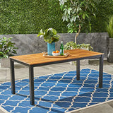 Christopher Knight Home Zak Outdoor 71" Acacia Wood Dining Table, Teak Finish, Black Christopher Knight Home