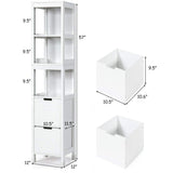 Tangkula White Multifunctional Tall Bathroom Storage Cabinet with 3 Shelves and 2 Drawers Tangkula