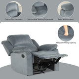 CANMOV Manual Recliner Chair, Soft Fabric Overstuffed Recliner Single Sofa Chair for Living Room, Heavy Duty and Safety Reclining Mechanism (Blue Grey) CANMOV