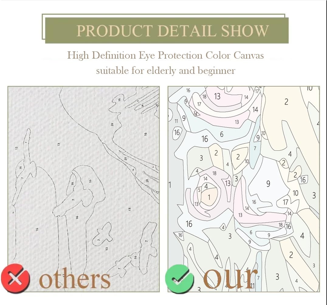 Paint by Numbers kit for Adults Beginner Bathroom Lion, Easy Paint by Number Kits on Canvas Retro Flowers Acrylic Painting Home Decor, 12 x 16 Inch Peeua