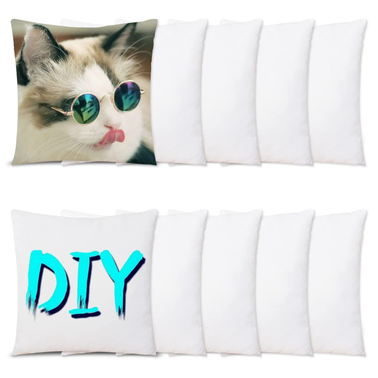 10 Pack 16"x 16" Sublimation Blanks Pillow Cases Bulk,White Cushion Covers Pillow Covers Heat Transfer DIY Custom Picture Pillow Covers,Polyester Pillow Cases for Sublimation ORJ