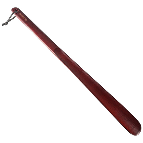 Brosisincorp Wooden Shoe Horn Long Handle For Seniors 23.6" Easy Wear Helper Shoehorns Women Kids Baby Elderly Hanging Rings Red Beech Wood Brosisincorp