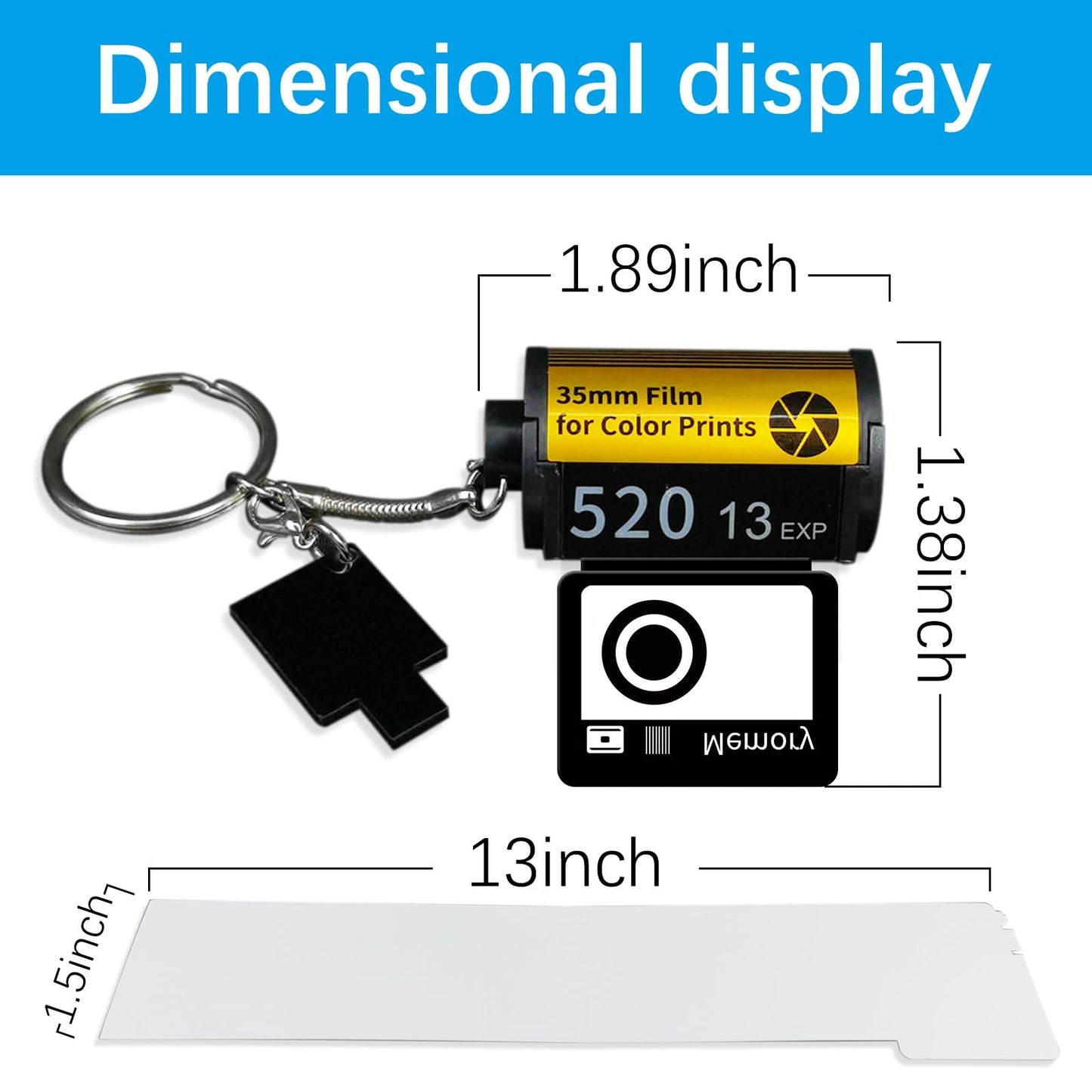 OKBA 4 pack Sublimation blank memory film roll keychain, double-sided sublimation camera film roll key chain, DIY custom blank products