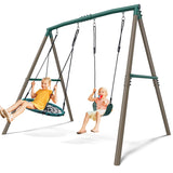 Hapfan 7.5ft Tall Swing Sets for Backyard, 500lbs Heavy Duty Swing Set for Kids and Adults with Spider Swing and Belt Swing, Outdoor Playground Sets for Backyards(Green and Brown) Hapfan