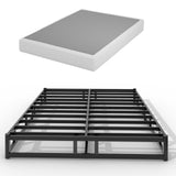 GRUSIGN Box Spring Low Profile Bed Base Matel Mattress Foundation with Cotton Washable Cover Quiet Easy Assembly Sturdy Support for All Bed Types (Black, Queen) GRUSIGN