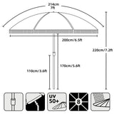 AMMSUN 7ft Patio Umbrella with Fringe Outdoor Tassel Umbrella UPF50+ Premium Steel Pole and Ribs Push Button Tilt, White Cream AMMSUN