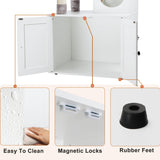 Timberer Litter Box Enclosure with Cat Tree, 2-in-1 Hidden Litter Box Furniture with Scratching Post, Modern Cat Condo, White Timberer