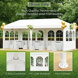 10x20 Outdoor Gazebo Wedding Party Tent Canopy Tent with 4 Removable Sidewalls,White FDW