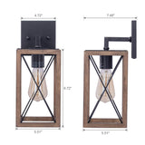 VILUXY Wood Wall Sconces Retro Industrial Rectangle Bedside Wall Sconce Plug-in Cord with Switch Lighting Fixture Black Wall Lamp for Bedroom, Hallway, Entryway, Passway, Dining Room 2 Pack VILUXY