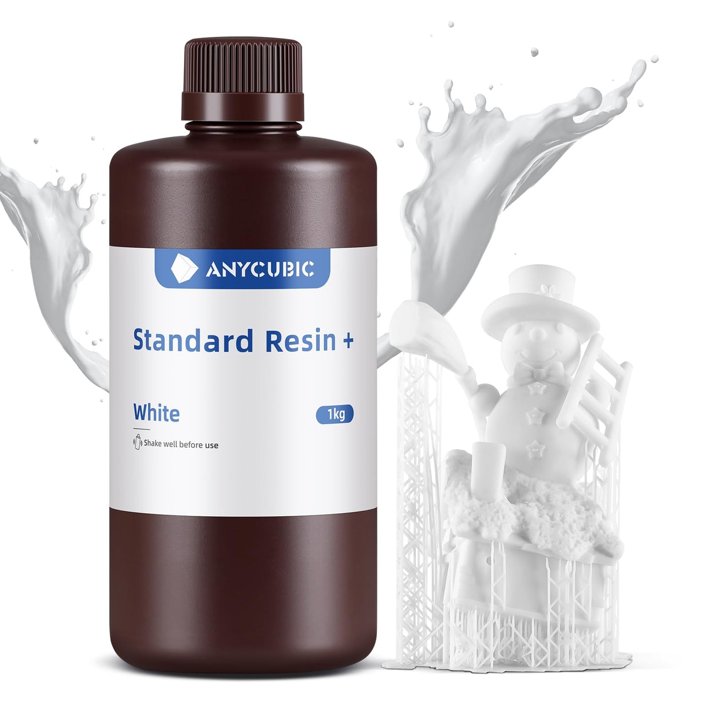 ANYCUBIC Upgraded Standard 3D Printer Resin, 405nm SLA Fast UV-Curing Resin, High Precision & Rapid Photopolymer for 8K Capable LCD/DLP/SLA 3D Printing (White, 1000g)