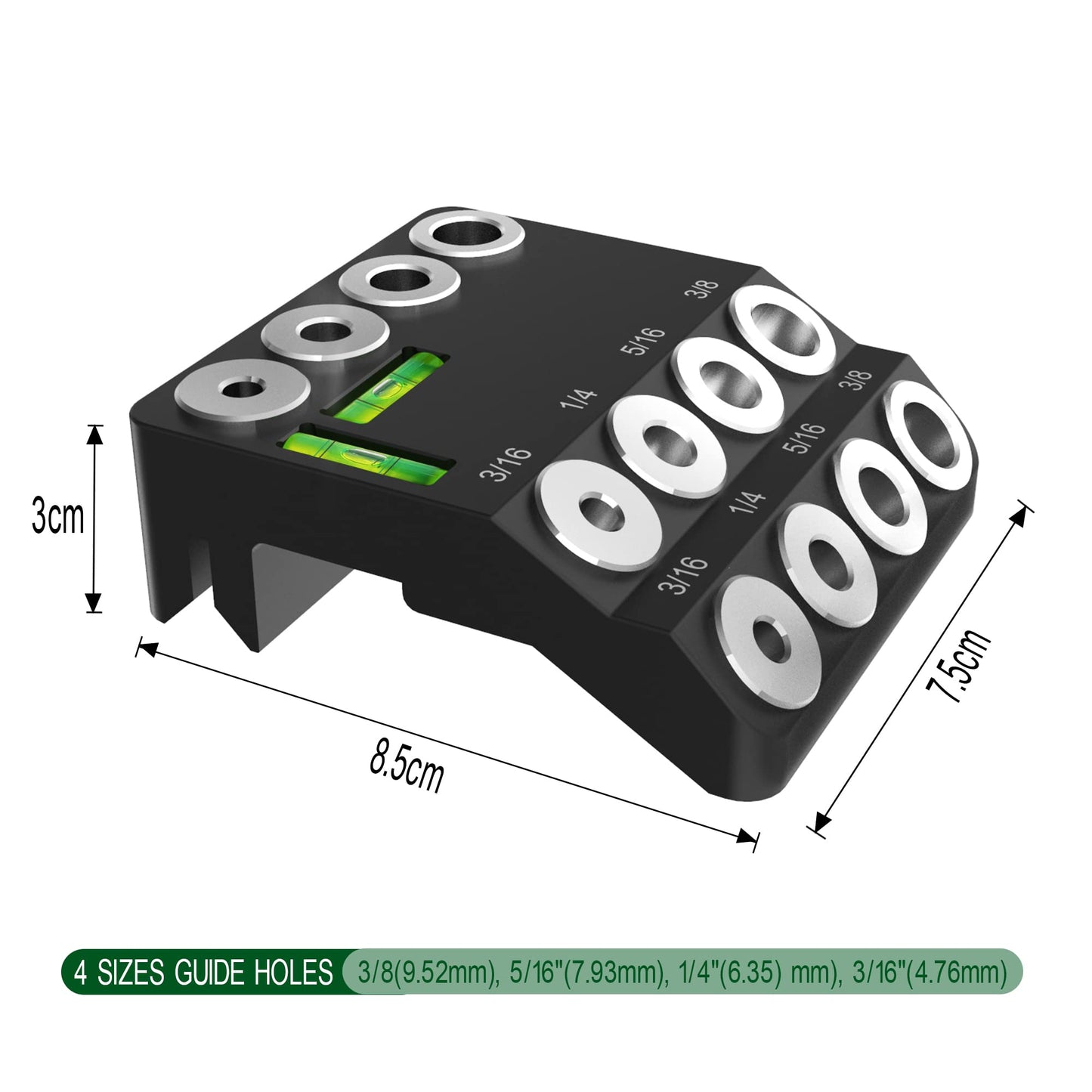 Drill Guide,30 45 90 Angled Drill Guide Jig with 2 Torpedo Level 4 Sizes Drill Hole Guide Jig Use on Flat Surfaces, Round Parts, and Corners Angled Straight Hole - WoodArtSupply