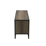Household Essentials Jamestown TV Stand Coffee Table with Square Cube Storage Compartments Ashwood Rustic Wood Grain and Black Metal Household Essentials