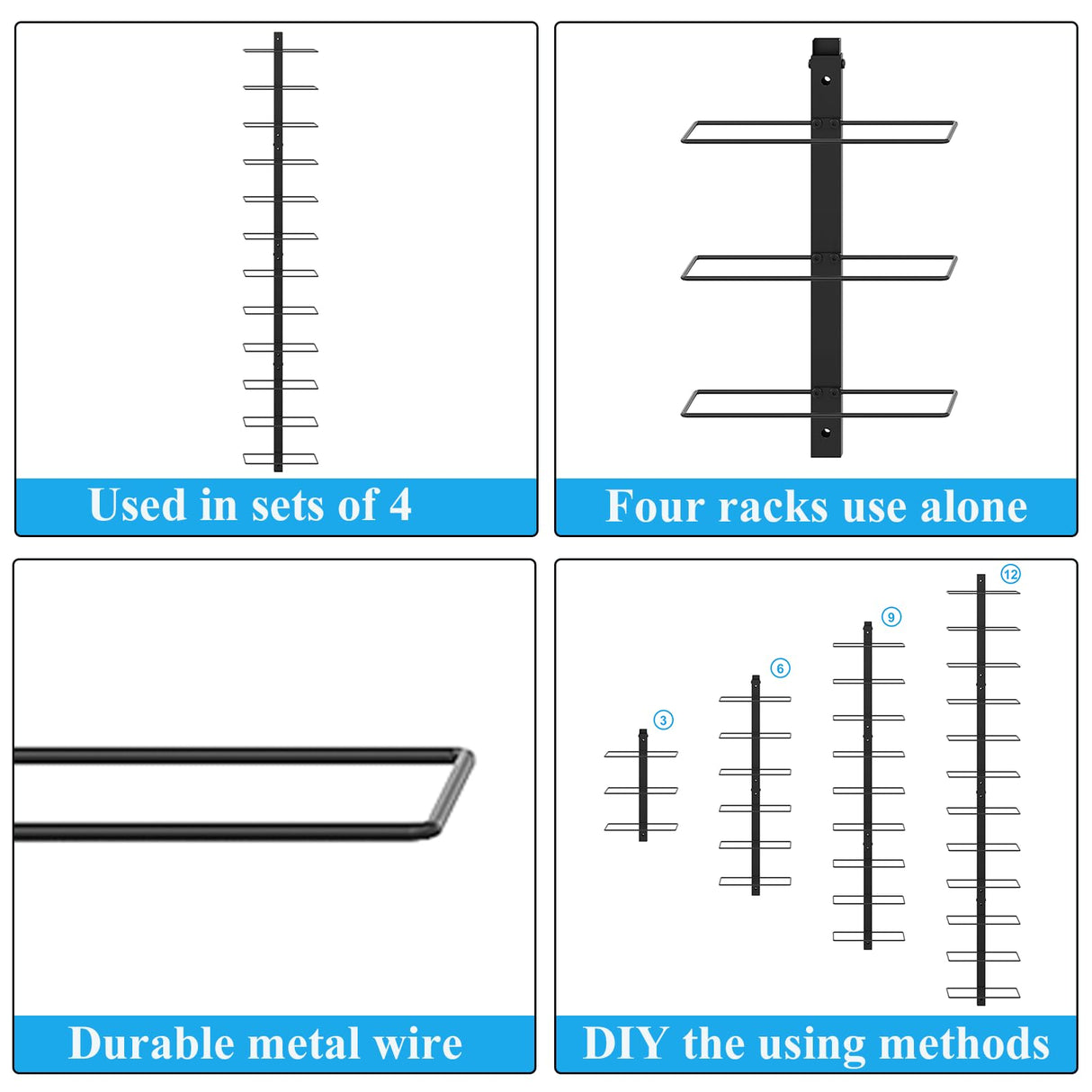 X-cosrack 24 Bottles Wall Mounted Wine Rack, Detachable Wall Hanging Bottle Holder, Use as One or Four, DIY Display, Storage Racks for Wine, for Restaurant, Bar, Cellar X-cosrack