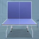 9Ft Mid-Size Table Tennis Table Foldable & Portable Professional MDF Ping Pong Table Set for Indoor Games Quick Clamp Ping Pong with Net, 2 Table Tennis Paddles and 3 Balls Blue Hipicute