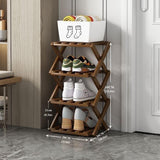 XZXWZX Shoe Rack, Bamboo Foldable Shoes Organizer Free Standing Shelf for Entryway, Closet, Bedroom, Hallway, | Natural | Functional | Multifunctional Shoe Rack (Wood Color) 4 Layers XZXWZX