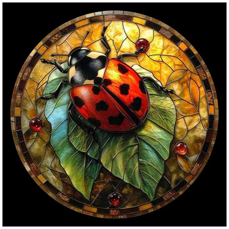 DIADAY 5D Diamond Painting Kits Stained Glass Ladybug Diamond Art Kits for Adults Beginners, DIY Craft Full Drill Round Gem Diamond Dots Art Home Wall Decor Gift 12 x 12 Inches DIADAY
