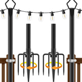 AILBTON 2 Pack 10Ft String Light Poles for Outdoor String Lights, Metal Fork Poles Stand for Patio, Backyard, Deck AILBTON