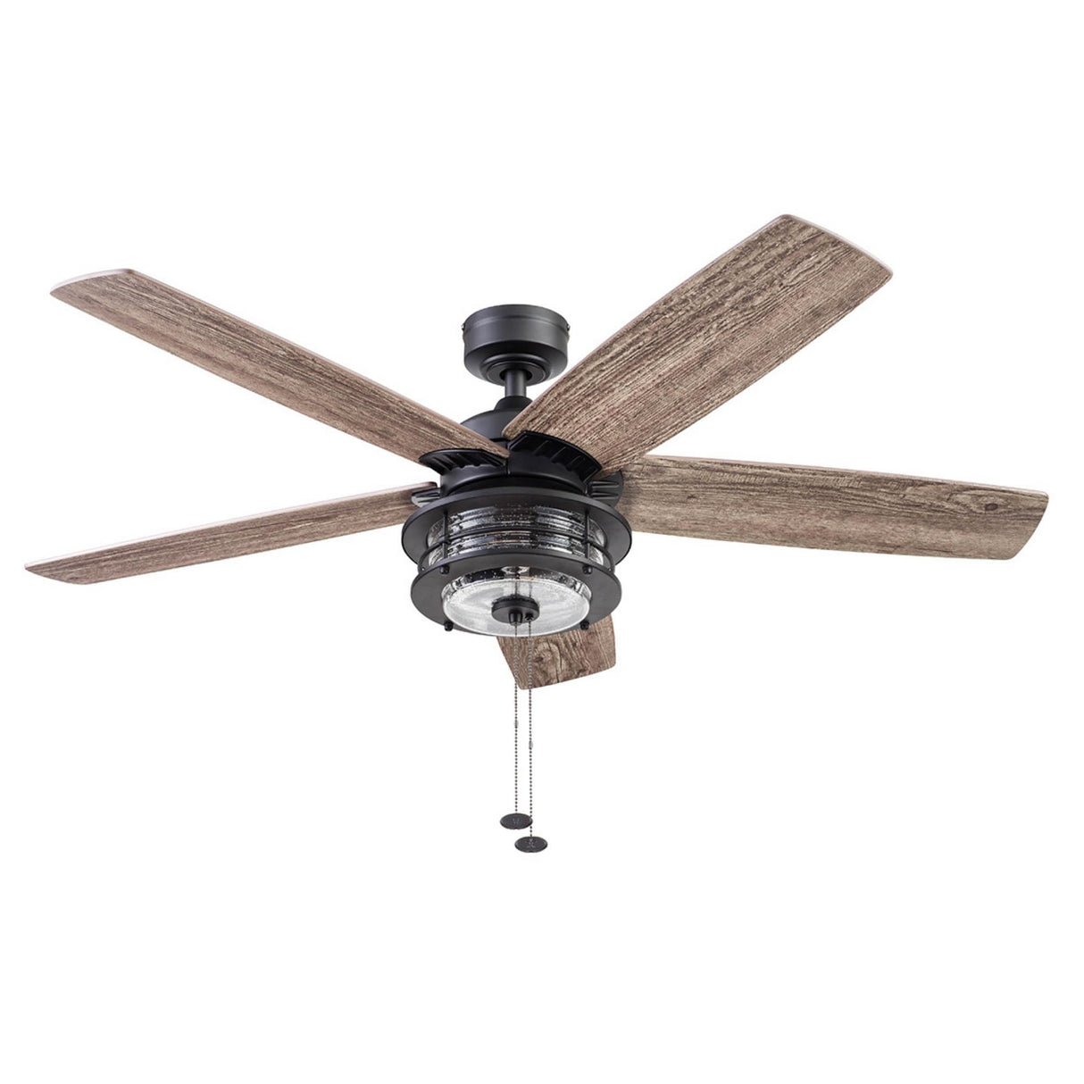 Honeywell Ceiling Fans Foxhaven Farmhouse 52 Inch Ceiling Fan with Light, Outdoor Fan/Indoor Dual-Mount LED Ceiling Fan, 5 Blades, Gray Cedar and Walnut Blade Finish Options, Matte Black (51631-01) Honeywell Ceiling Fans