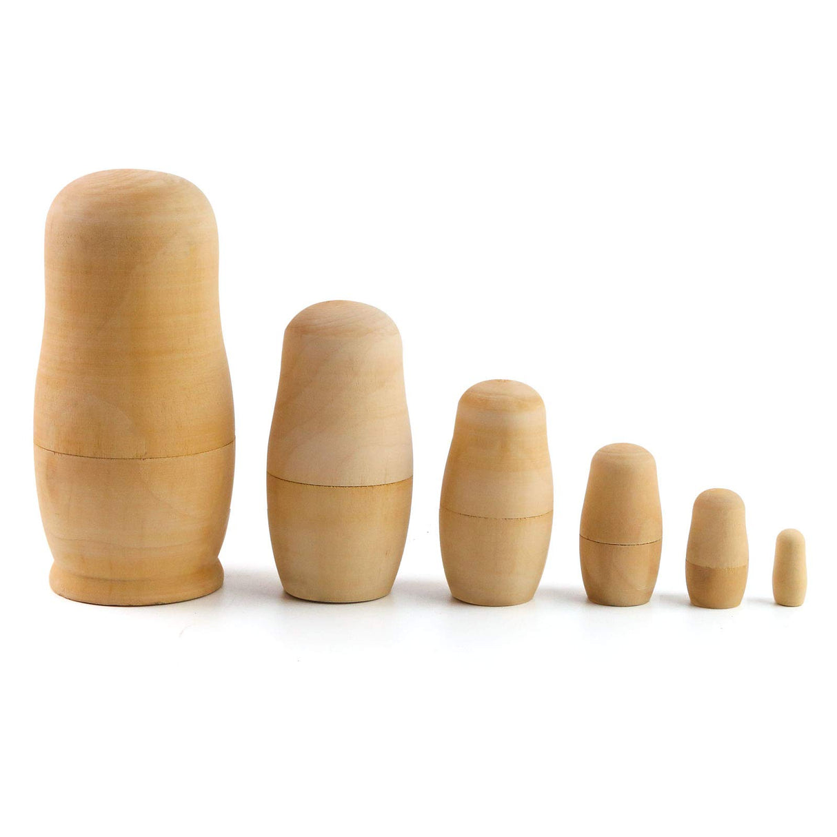 Koogel 6 Set Plain Nesting Dolls DIY Kids Blank Nesting Dolls Unpainted Russian Nesting Dolls for Halloween Christmas Parent Child Activities Kids Birthday Gift DIY Enthusiasts Koogel