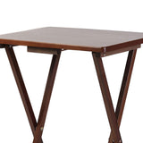 PJ Wood Multifunctional Rectangular Folding and Collapsible Solid Wood TV Tray Snack Tables with Compact Storage Rack, Set of 2, Black PJ Wood