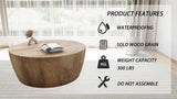 Maotifeys Rustic Drum Coffee Table for Living Room Round Center Table Modern Drum-Shape Wooden Cocktail Table for Home Office - Fully Assembled Maotifeys