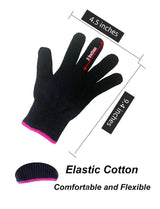 AFT90 2 Heat Resistant Glove for Hair Styling, Curling Iron, Flat Iron and Curling Wand, Black, Pink Edge AFT90