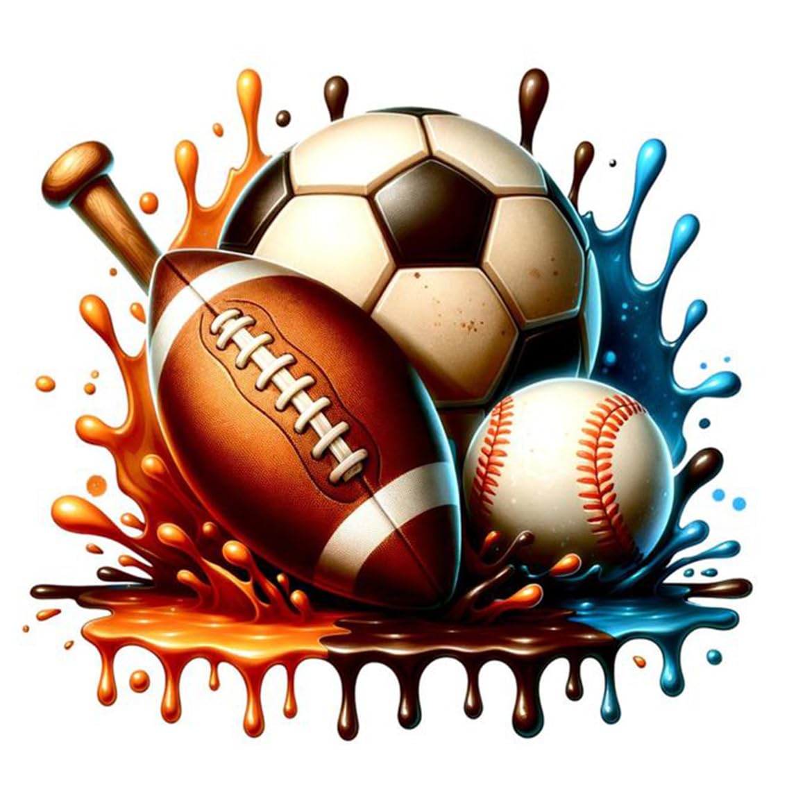 DIY 5D Diamond Art Painting Sport Balls 16x16 Inch for Adults Beginners. Round Full Drill Rhinestone Embroidery for Home Wall Decoration Generic